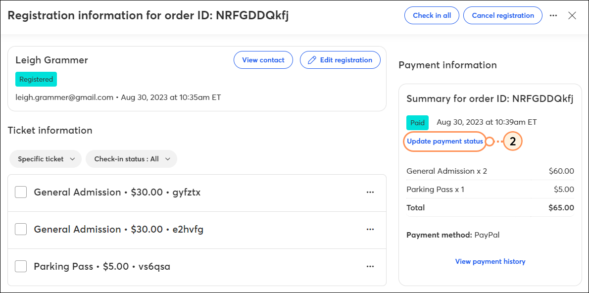 Update payment status