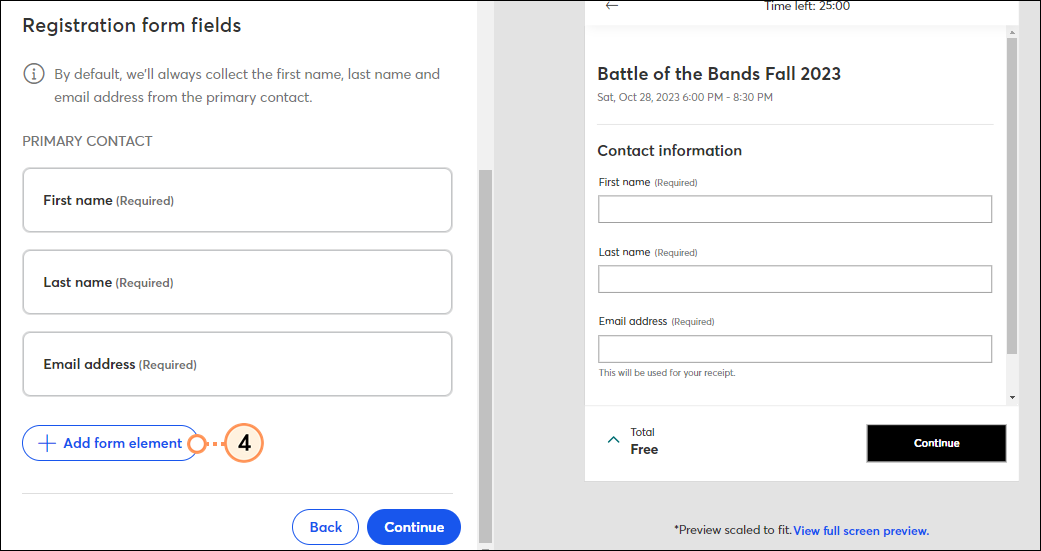 Customize your event registration form
