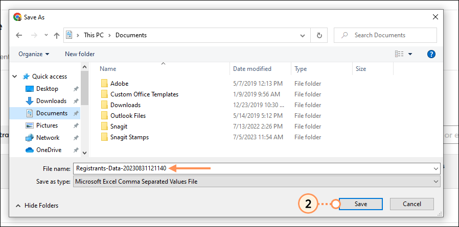 Edit File name and save export