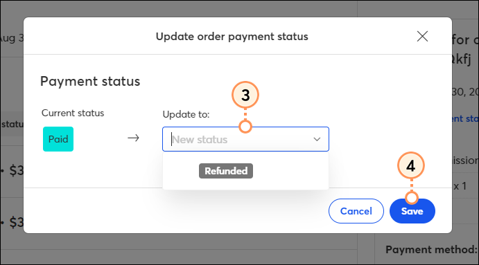 Select new payment status