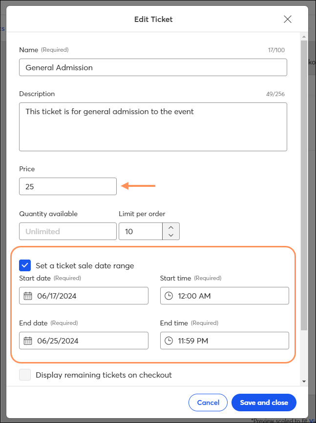 Standard Ticket Example