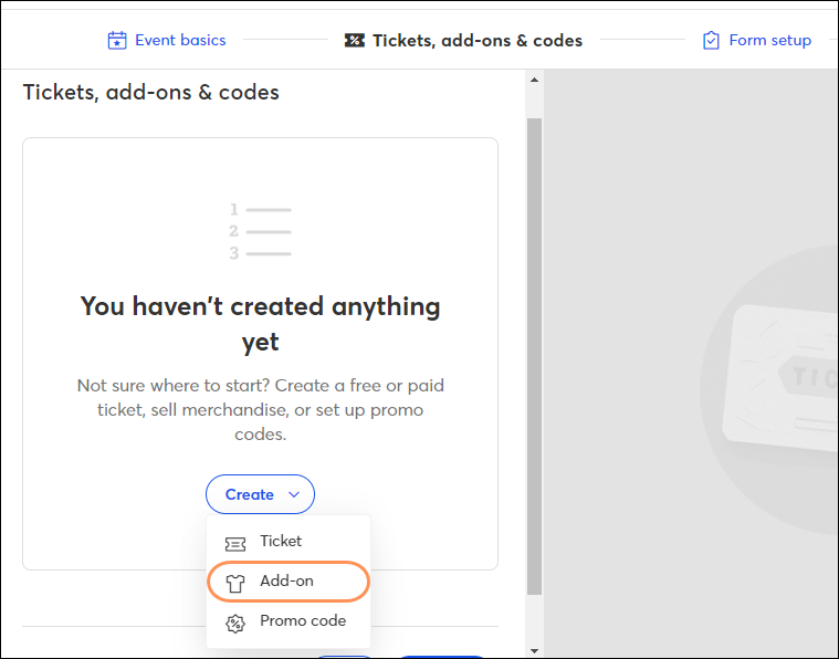 Create a new add on for your event