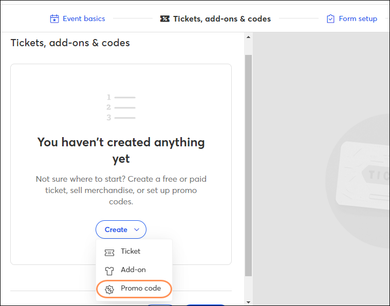 Create a new promo code for your event