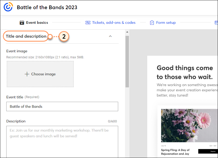 Event basics title and description