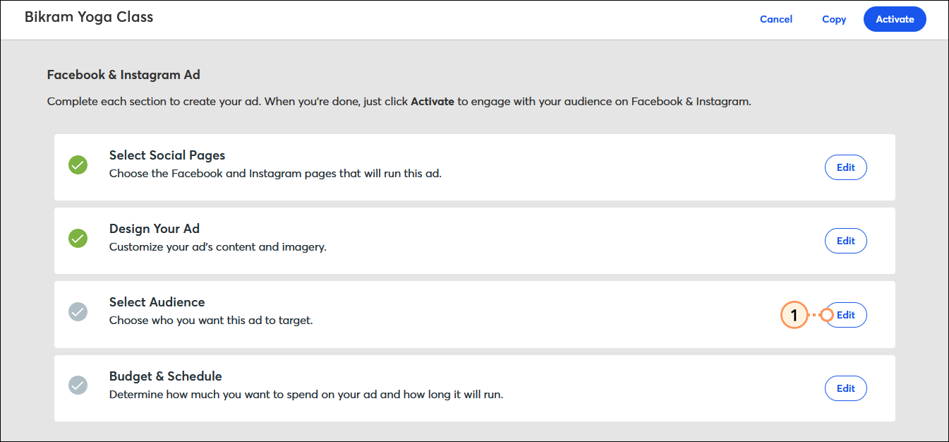 Select Audience option and Edit button