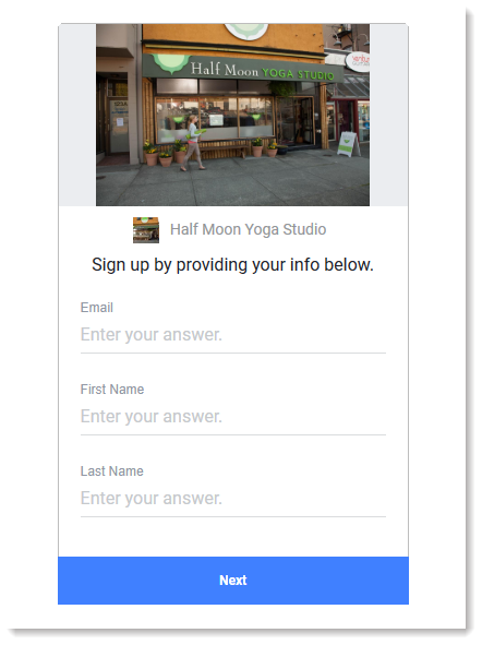 Sign-up Form with Minimal Fields and Next Button