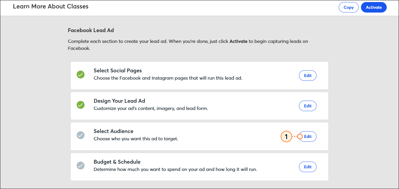 Select Audience option and Edit button