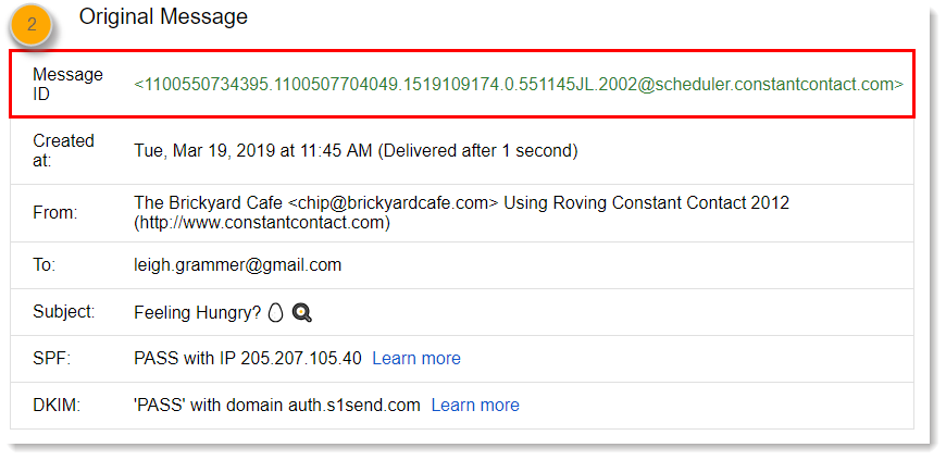 Gmail Original Message