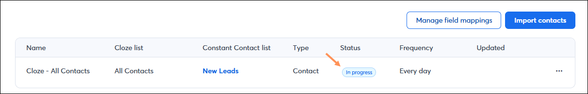 Cloze Import In Progress Status