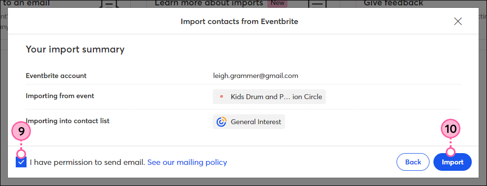 Confirm permission and import