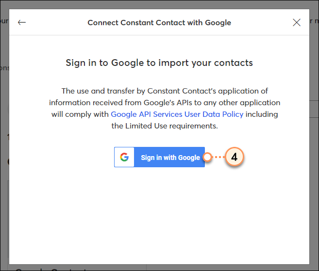 Schaltfläche Connect with Google (Mit Google verbinden)