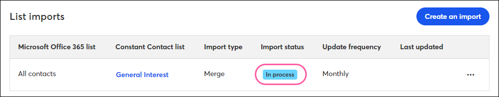 Import Status In Process