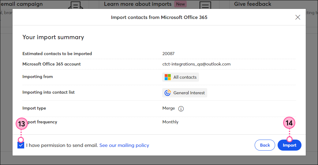 Complete Office 365 contacts import