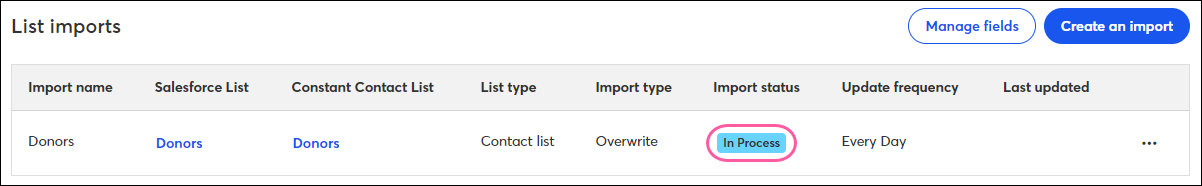 In Process Salesforce Import