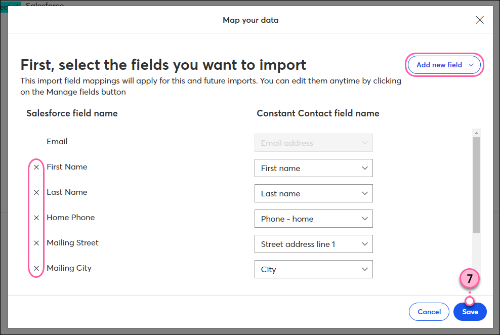 Choose the import settings