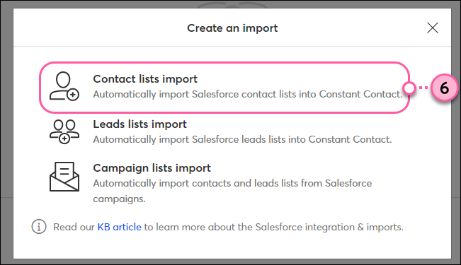 Select the import type