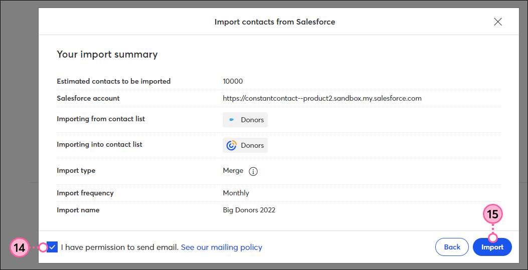 Confirm permission and import