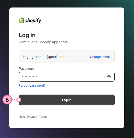 Enter Shopify password