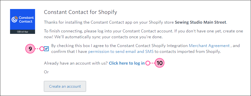 Permission Option and Sign In Button