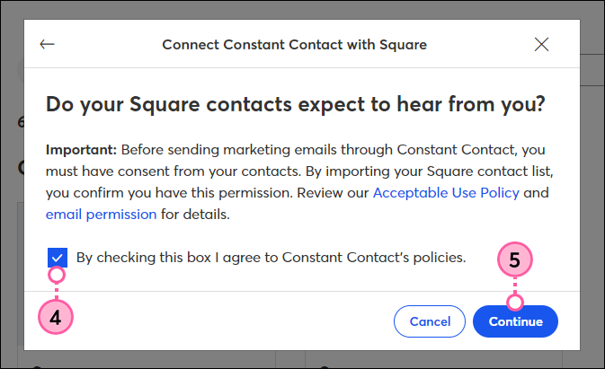 Check agreement box and continue
