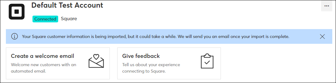 Square account connected Import in progress
