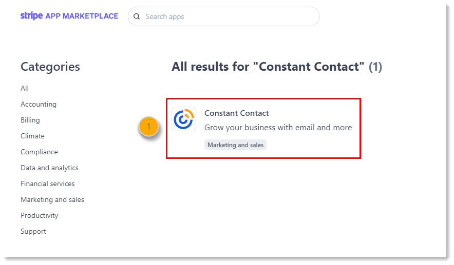 CTCT app in Stripe Marketplace
