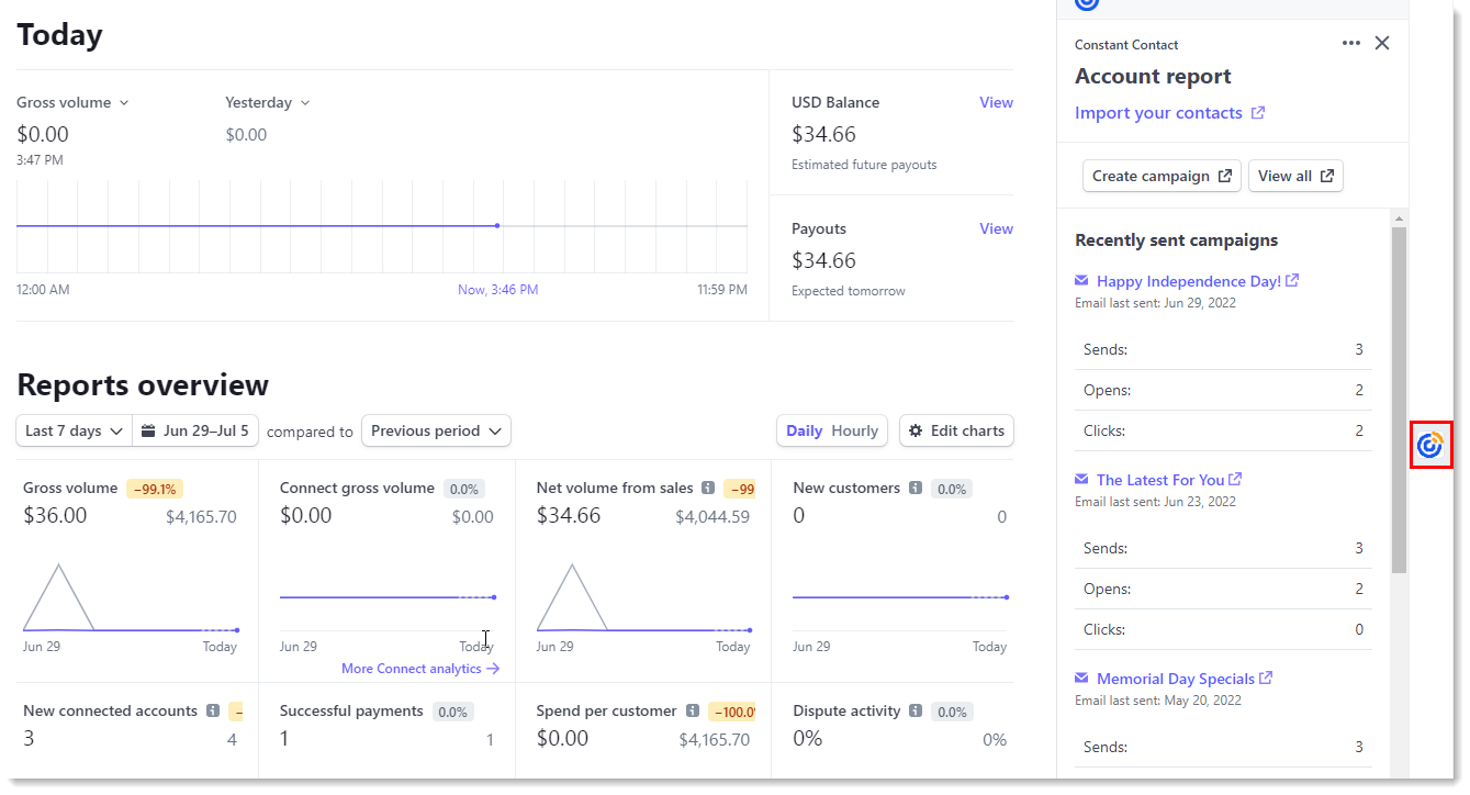 Stripe Dashboard Account Campaign Report
