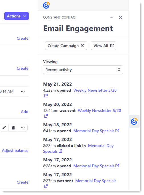 Stripe Dashboard Contact Email Engagement Recent Activity