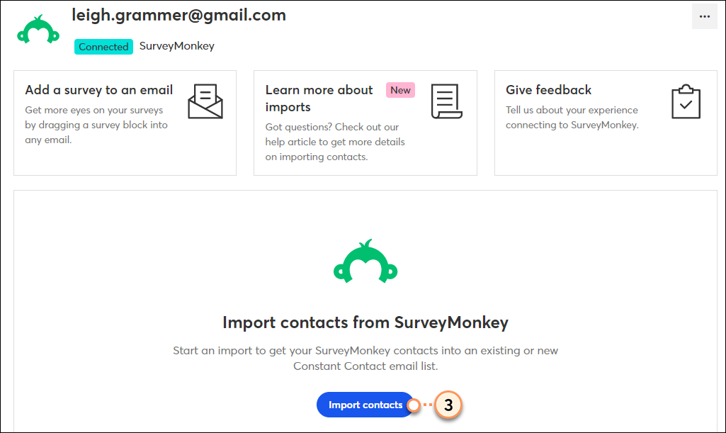 SurveyMonkey Dashboard Import Contacts