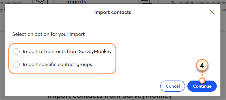 SurveyMonkey Contacts Import Options