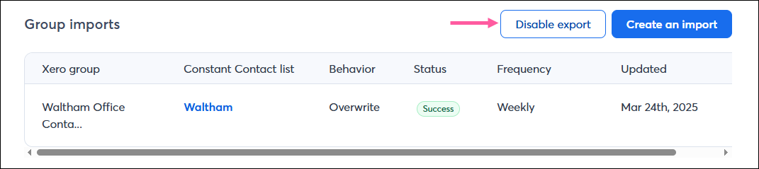 Disable Xero Export