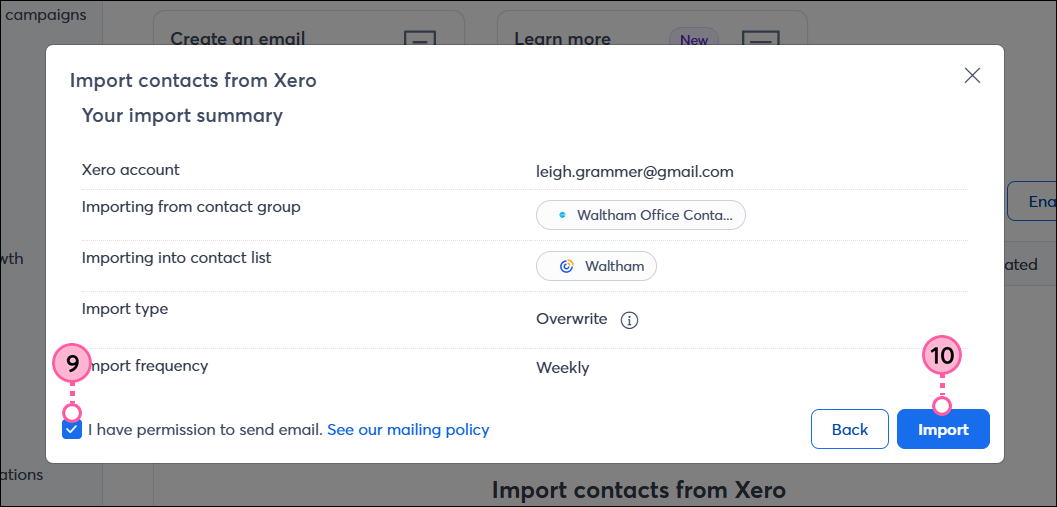 Confirm permission and import