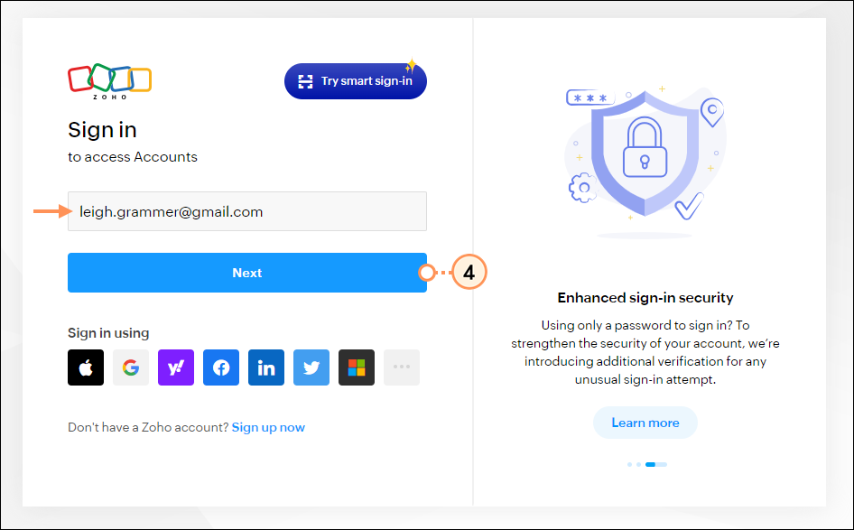 Zoho account email address