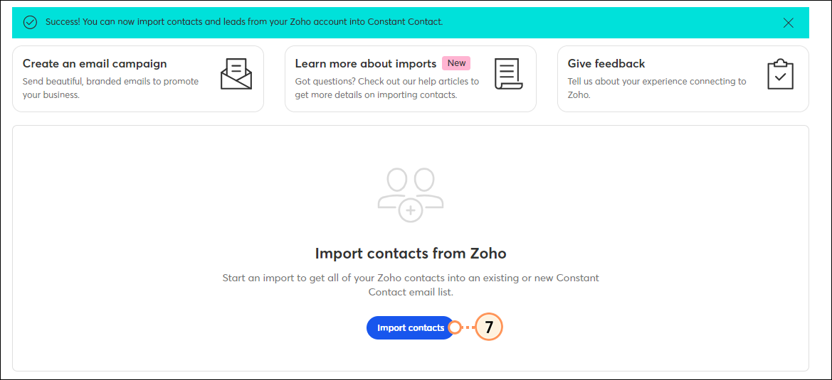Create a new import for Zoho