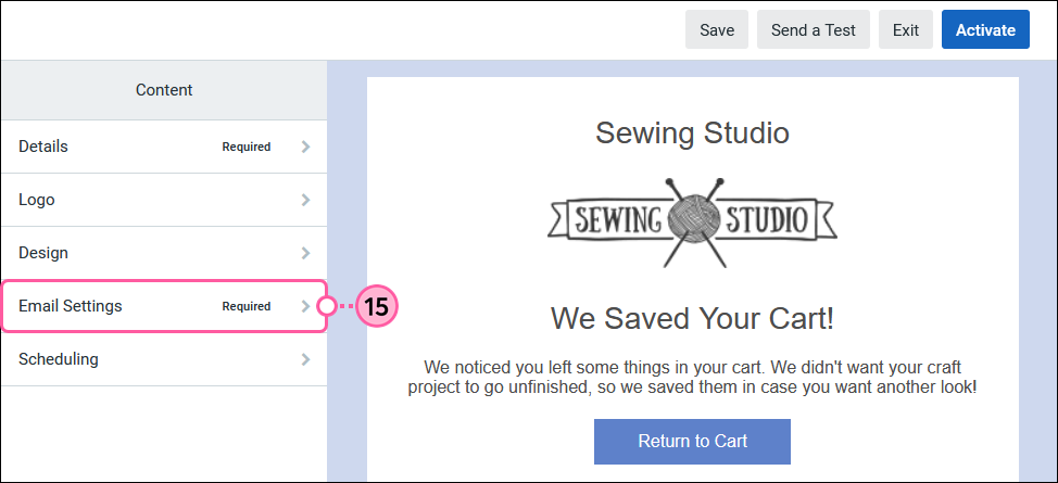 Email Settings Option
