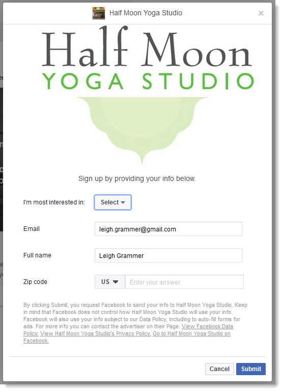 Sign-up Form with Custom Question Drop-down Menu and Zip Code Field