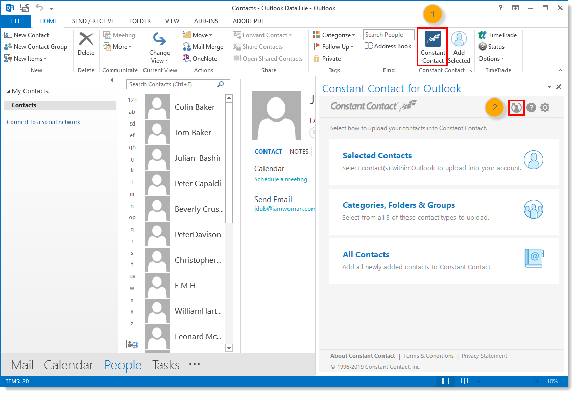 Creer Un Programme Pour L Importation Automatique Des Contacts Dans Une Liste Constant Contact Avec Le Logiciel Compagnon Outlook Desktop