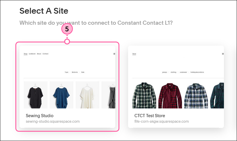 Select a Squarespace Site