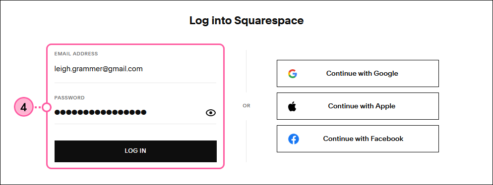 Squarespace login