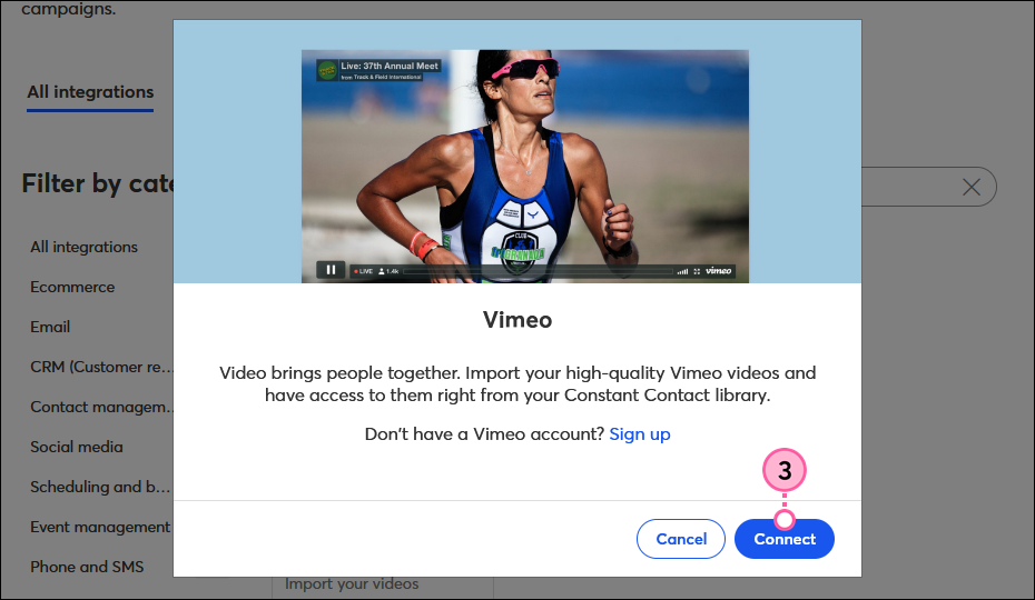 Connect Vimeo to Constant Contact