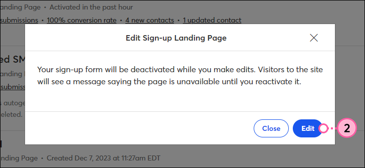 Edit Landing Page