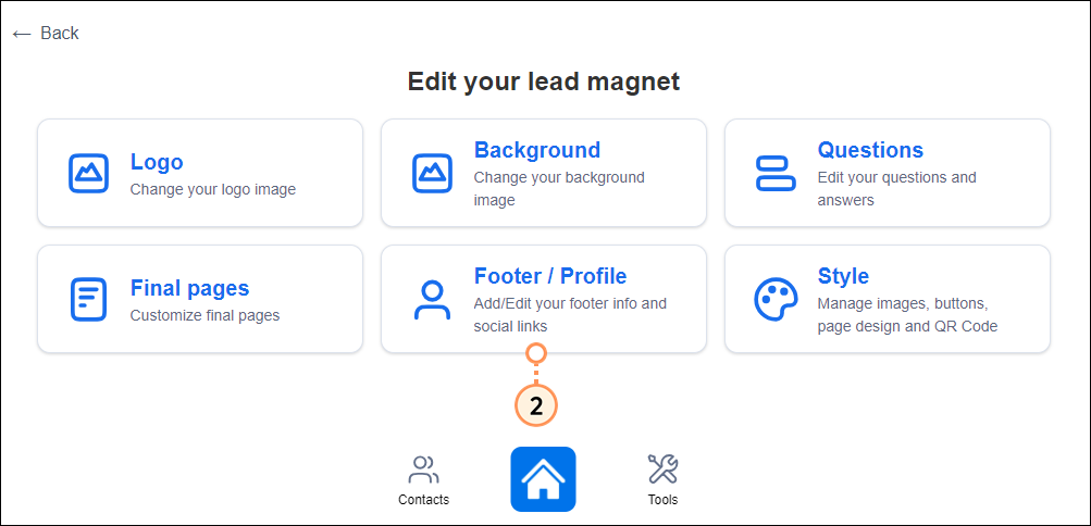Footer Profile button