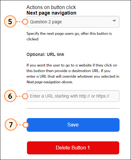 Edit next page navigation, add URL, and Save