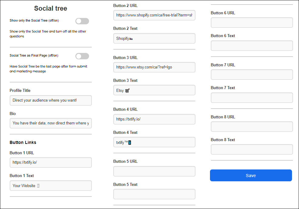 Fill out social tree