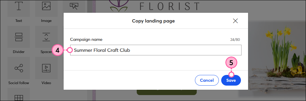 Campaign Name Field and Save Button