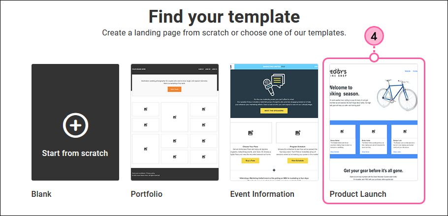 Option „Product Launch Template“ (Vorlage für Produkteinführungen)