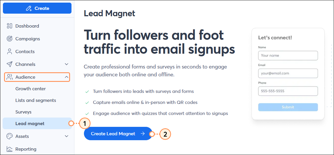 Audience Growth Center Capture leads