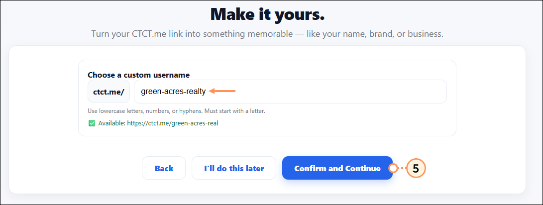Enter a custom username