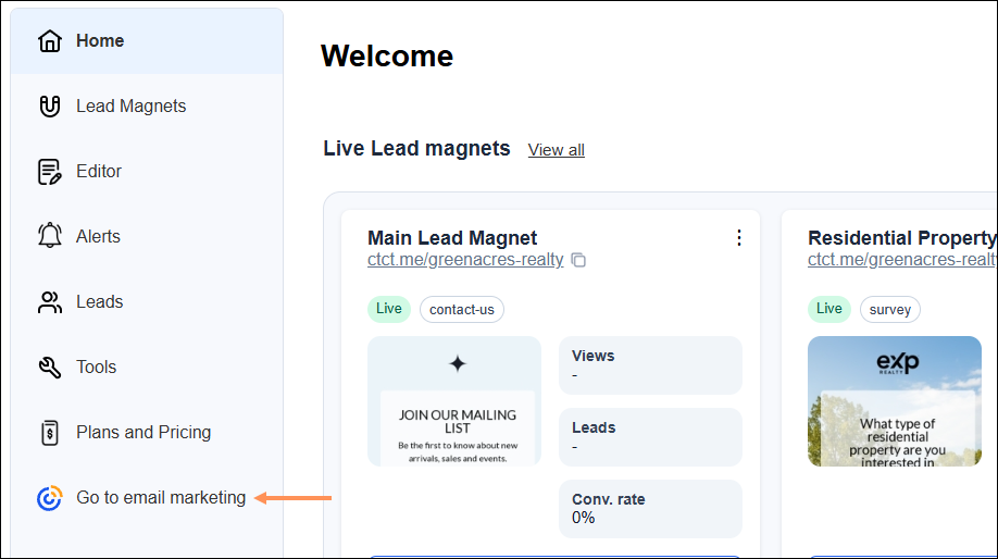 Go To Email Marketing Tab