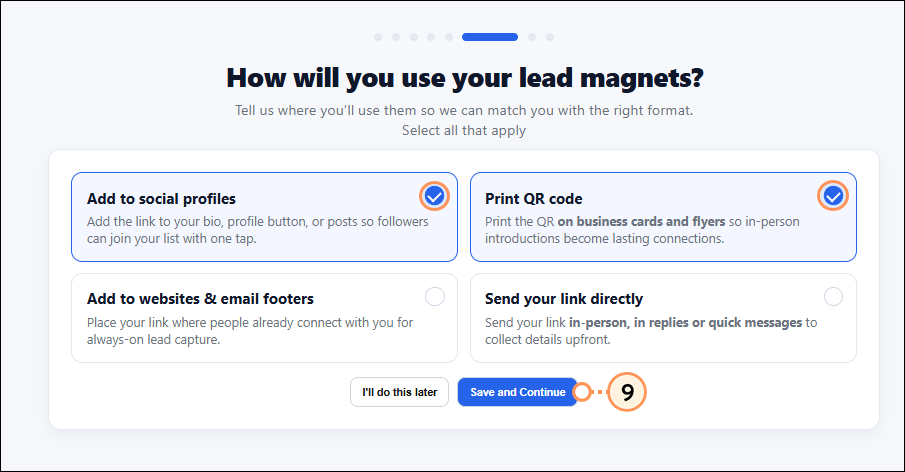 Select Lead magnet uses